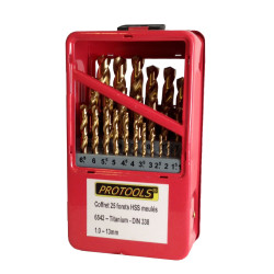 Coffret de 25 forets à métaux HSS meulés TITANIUM