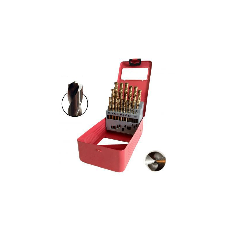 Coffret de 25 forets à métaux HSS meulés TITANIUM