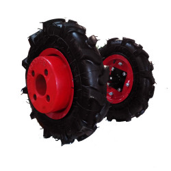 Jeu de roues avec pneus agraires et masses pour motoculteur