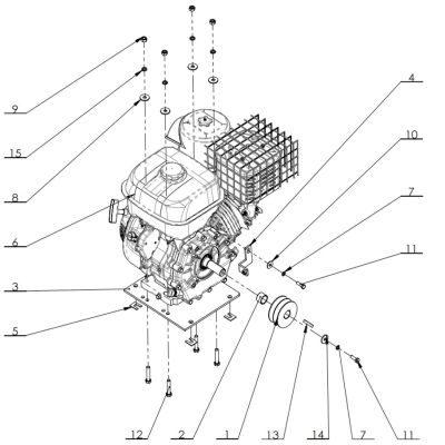 Poulie moteur pour broyeur de végétaux à moteur essence 19hp