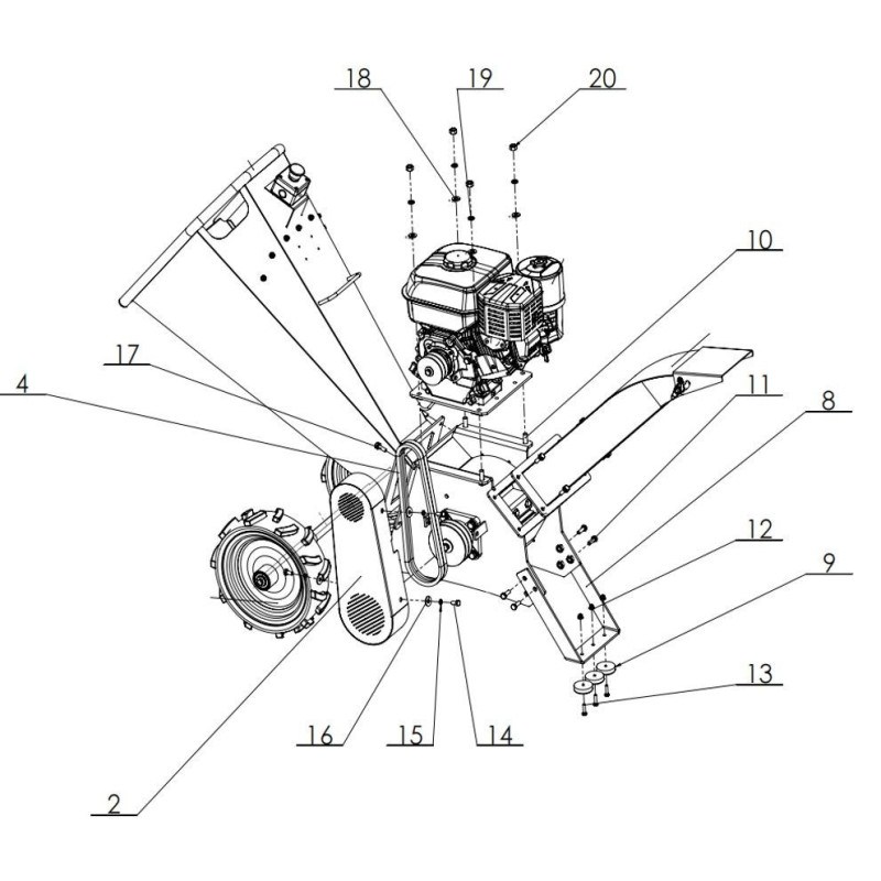 courroie pour broyeur de végétaux à moteur essence 7 cv